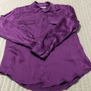 Equipment long sleeve silk blouse in small